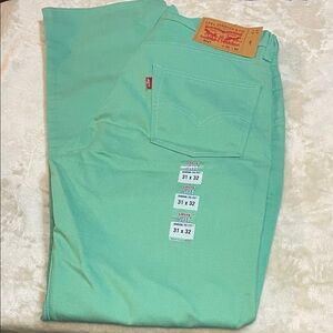 NWOT Levi's 501 Teal Straight Button Fly Jeans
